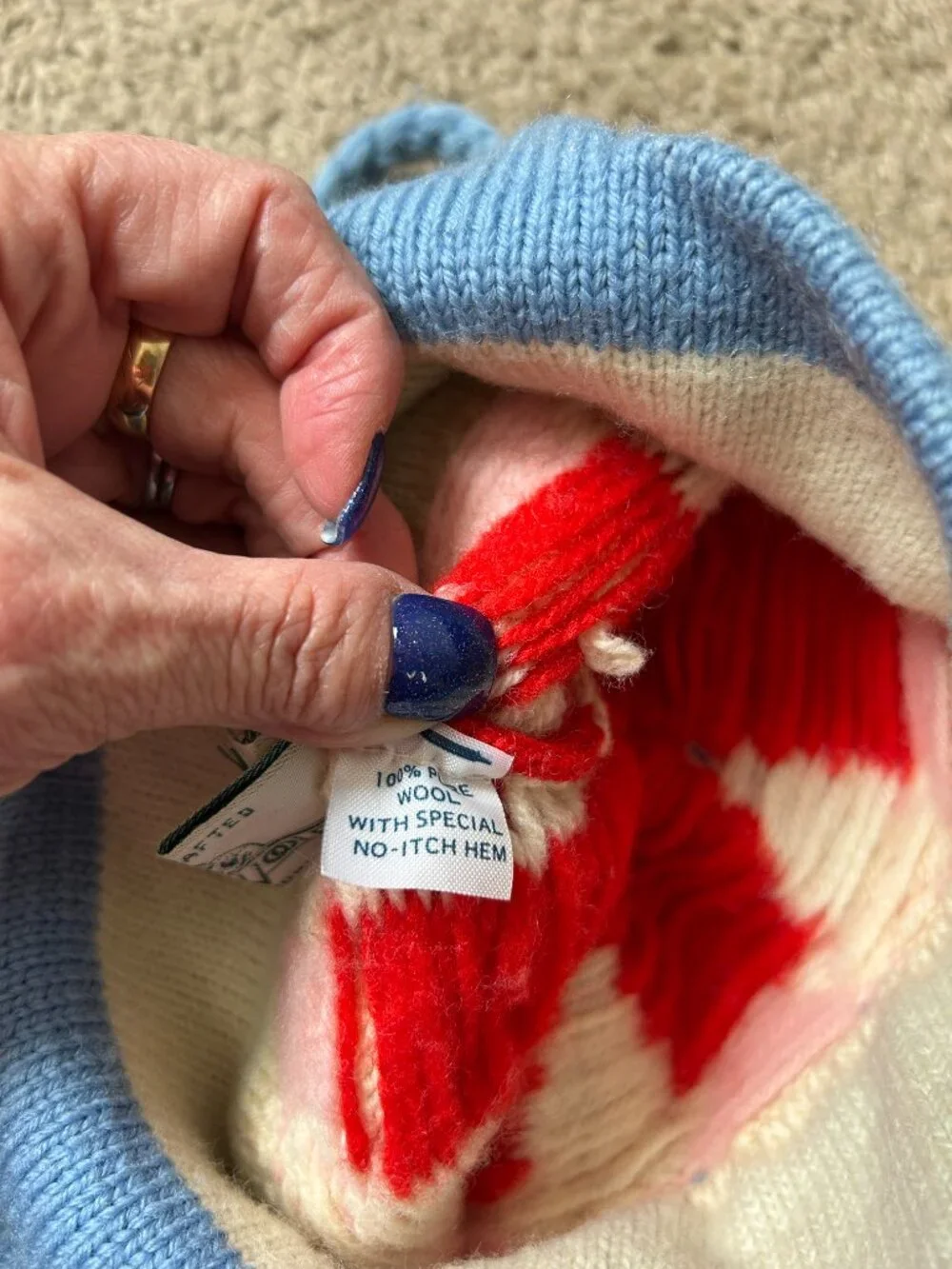 VINTAGE Gnome Toque Wool Hat with Ear Flaps